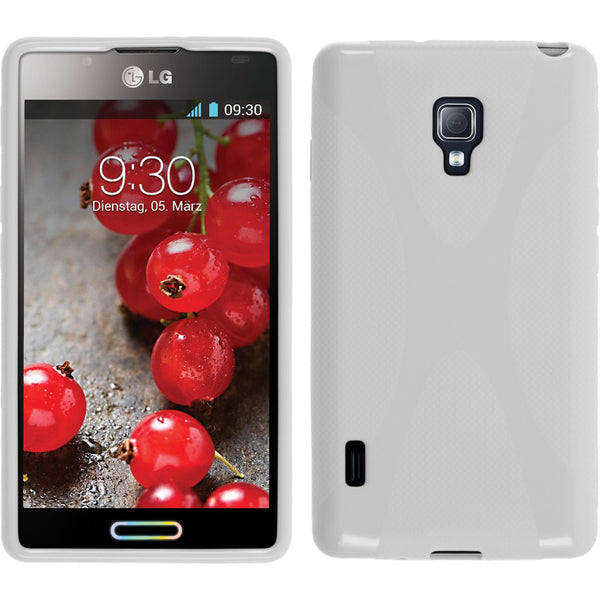 PhoneNatic Case kompatibel mit LG Optimus L7 II - weiß Silikon Hülle X-Style + 2 Schutzfolien