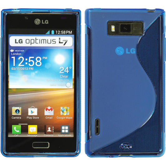 PhoneNatic Case kompatibel mit LG Optimus L7 - blau Silikon Hülle S-Style + 2 Schutzfolien