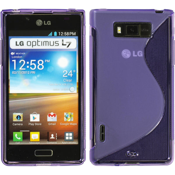 PhoneNatic Case kompatibel mit LG Optimus L7 - lila Silikon Hülle S-Style + 2 Schutzfolien