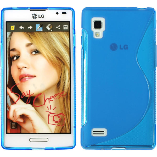 PhoneNatic Case kompatibel mit LG Optimus L9 - blau Silikon Hülle S-Style + 2 Schutzfolien