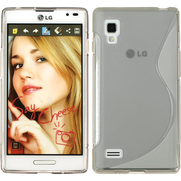 PhoneNatic Case kompatibel mit LG Optimus L9 - grau Silikon Hülle S-Style + 2 Schutzfolien