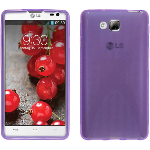 PhoneNatic Case kompatibel mit LG Optimus L9 II - lila Silikon Hülle X-Style + 2 Schutzfolien
