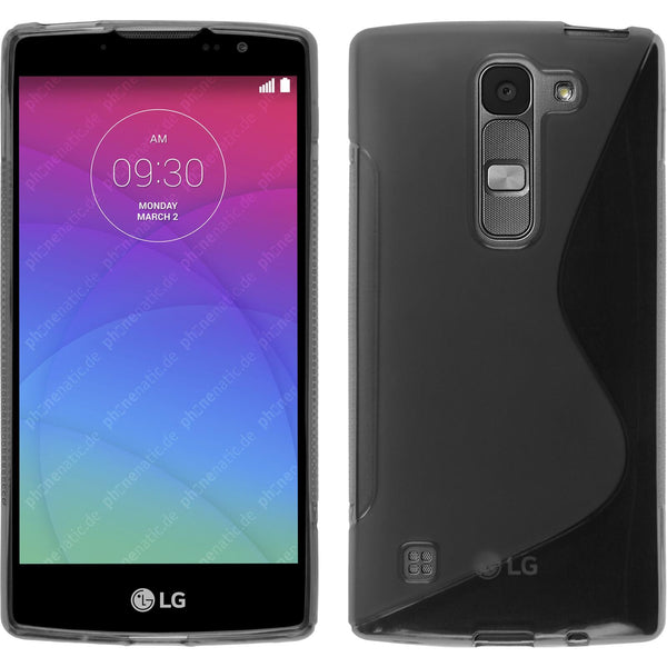 PhoneNatic Case kompatibel mit LG Spirit - grau Silikon Hülle S-Style + 2 Schutzfolien