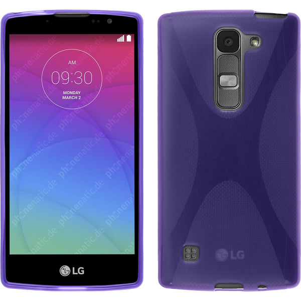PhoneNatic Case kompatibel mit LG Spirit - lila Silikon Hülle X-Style + 2 Schutzfolien