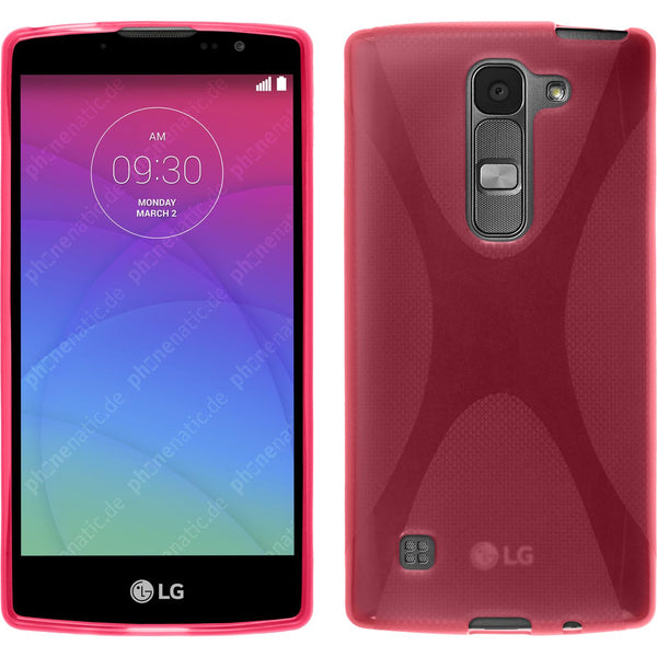 PhoneNatic Case kompatibel mit LG Spirit - pink Silikon Hülle X-Style + 2 Schutzfolien
