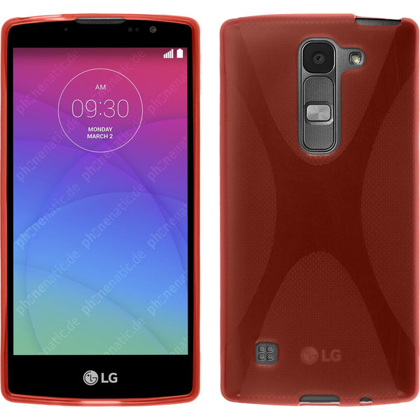 PhoneNatic Case kompatibel mit LG Spirit - rot Silikon Hülle X-Style + 2 Schutzfolien