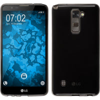 PhoneNatic Case kompatibel mit LG Stylus 2 - grau Silikon Hülle transparent + 2 Schutzfolien