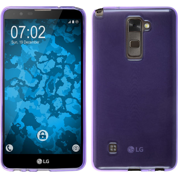 PhoneNatic Case kompatibel mit LG Stylus 2 - lila Silikon Hülle transparent + 2 Schutzfolien