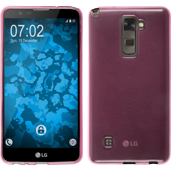 PhoneNatic Case kompatibel mit LG Stylus 2 - pink Silikon Hülle transparent + 2 Schutzfolien