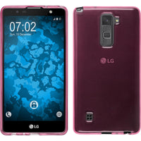 PhoneNatic Case kompatibel mit LG Stylus 2 Plus - pink Silikon Hülle transparent + 2 Schutzfolien