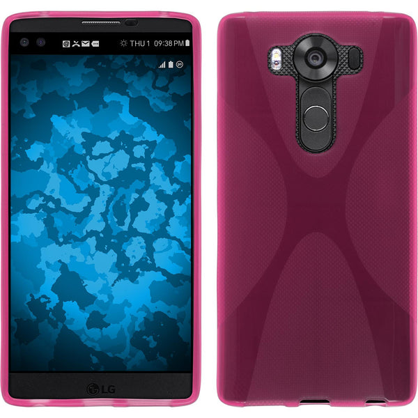 PhoneNatic Case kompatibel mit LG V10 - pink Silikon Hülle X-Style Cover