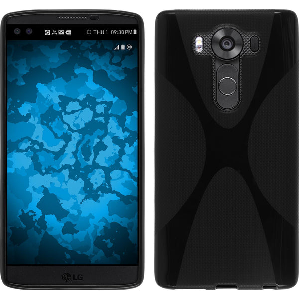 PhoneNatic Case kompatibel mit LG V10 - schwarz Silikon Hülle X-Style Cover