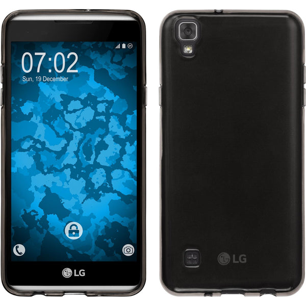 PhoneNatic Case kompatibel mit LG X Skin - grau Silikon Hülle crystal-case + 2 Schutzfolien