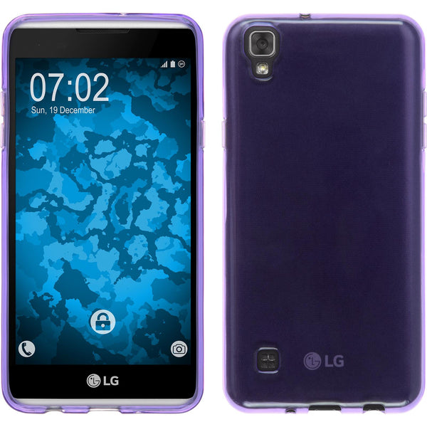 PhoneNatic Case kompatibel mit LG X Skin - lila Silikon Hülle crystal-case + 2 Schutzfolien