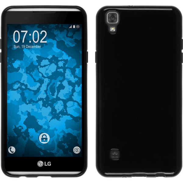 PhoneNatic Case kompatibel mit LG X Skin - schwarz Silikon Hülle crystal-case + 2 Schutzfolien