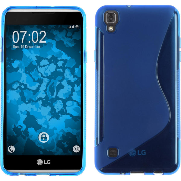 PhoneNatic Case kompatibel mit LG X Skin - blau Silikon Hülle S-Style + 2 Schutzfolien