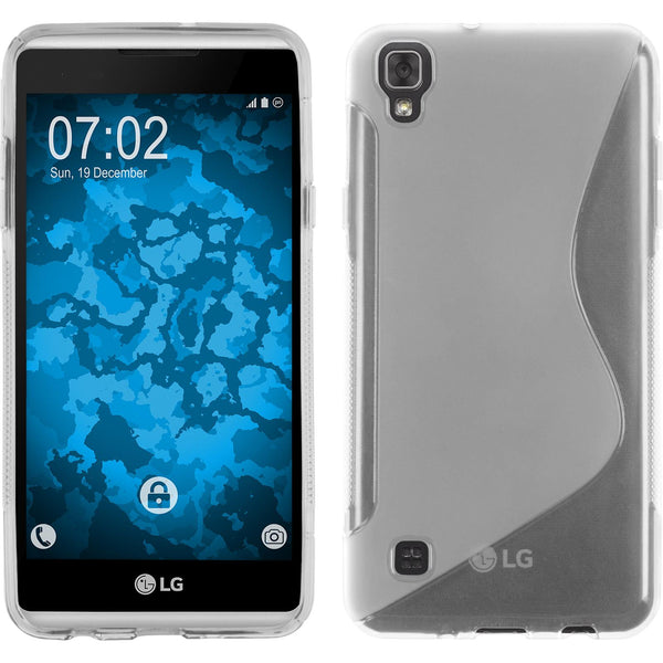 PhoneNatic Case kompatibel mit LG X Skin - clear Silikon Hülle S-Style + 2 Schutzfolien