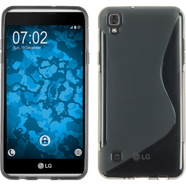 PhoneNatic Case kompatibel mit LG X Skin - grau Silikon Hülle S-Style + 2 Schutzfolien