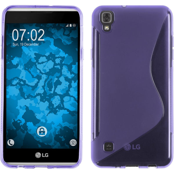 PhoneNatic Case kompatibel mit LG X Skin - lila Silikon Hülle S-Style + 2 Schutzfolien