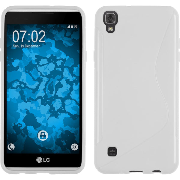 PhoneNatic Case kompatibel mit LG X Skin - weiß Silikon Hülle S-Style + 2 Schutzfolien