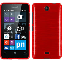 PhoneNatic Case kompatibel mit Microsoft Lumia 430 Dual - rot Silikon Hülle brushed + 2 Schutzfolien