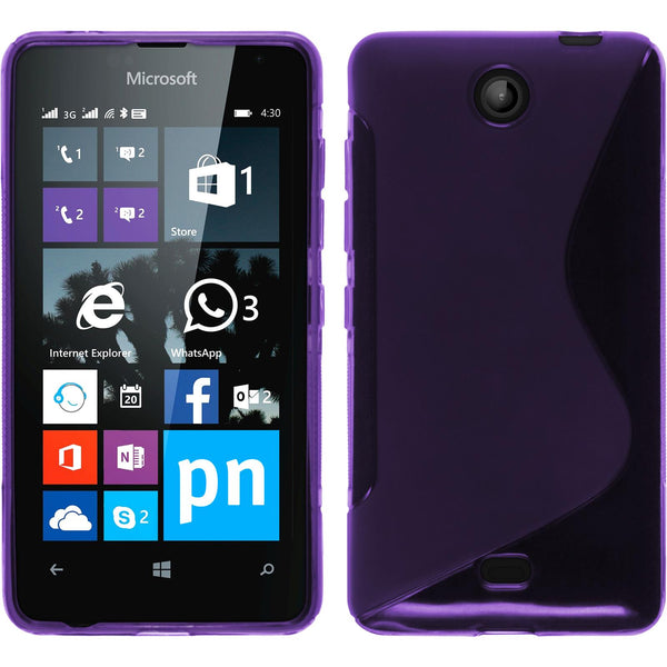 PhoneNatic Case kompatibel mit Microsoft Lumia 430 Dual - lila Silikon Hülle S-Style + 2 Schutzfolien
