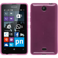 PhoneNatic Case kompatibel mit Microsoft Lumia 430 Dual - rosa Silikon Hülle transparent + 2 Schutzfolien