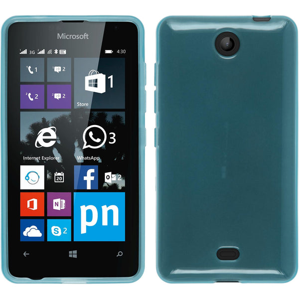 PhoneNatic Case kompatibel mit Microsoft Lumia 430 Dual - türkis Silikon Hülle transparent + 2 Schutzfolien
