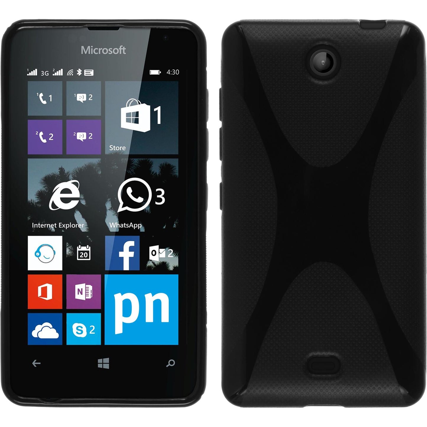 PhoneNatic Case kompatibel mit Microsoft Lumia 430 Dual - schwarz Silikon Hülle X-Style + 2 Schutzfolien