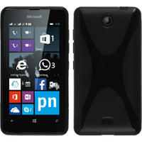 PhoneNatic Case kompatibel mit Microsoft Lumia 430 Dual - schwarz Silikon Hülle X-Style + 2 Schutzfolien