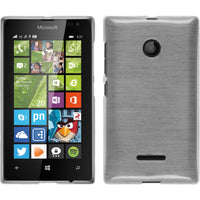 PhoneNatic Case kompatibel mit Microsoft Lumia 435 - weiß Silikon Hülle brushed + 2 Schutzfolien