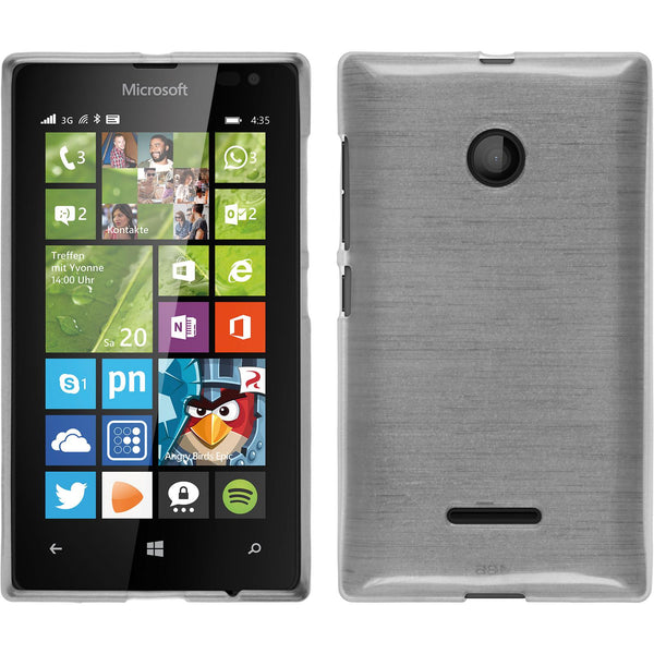 PhoneNatic Case kompatibel mit Microsoft Lumia 435 - weiß Silikon Hülle brushed + 2 Schutzfolien