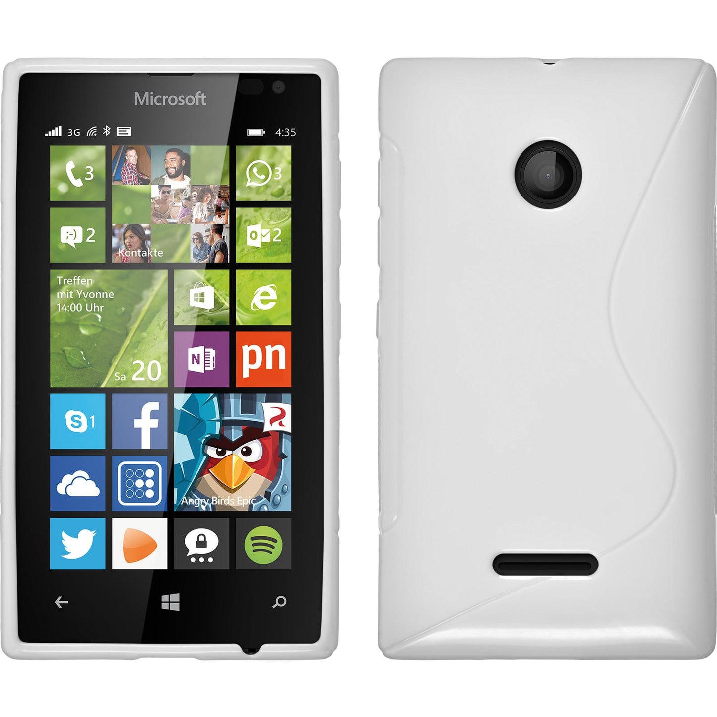 PhoneNatic Case kompatibel mit Microsoft Lumia 435 - weiﬂ Silikon Hülle S-Style + 2 Schutzfolien