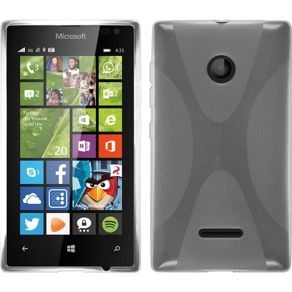 PhoneNatic Case kompatibel mit Microsoft Lumia 435 - clear Silikon Hülle X-Style + 2 Schutzfolien