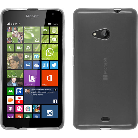 PhoneNatic Case kompatibel mit Microsoft Lumia 535 - weiﬂ Silikon Hülle transparent + 2 Schutzfolien
