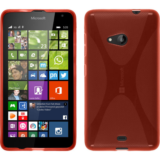 PhoneNatic Case kompatibel mit Microsoft Lumia 535 - rot Silikon Hülle X-Style + 2 Schutzfolien