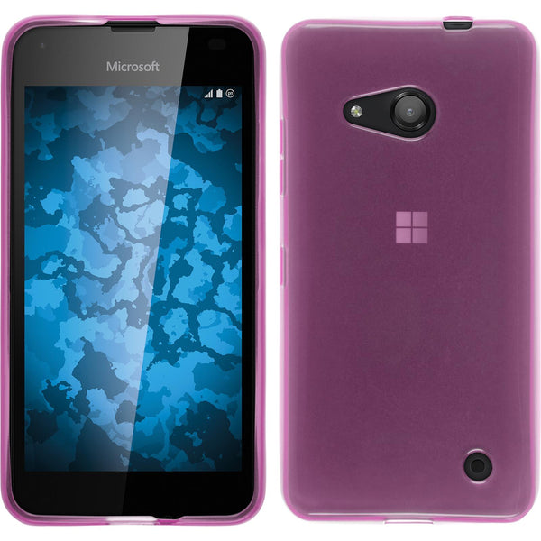 PhoneNatic Case kompatibel mit Microsoft Lumia 550 - rosa Silikon Hülle transparent + 2 Schutzfolien