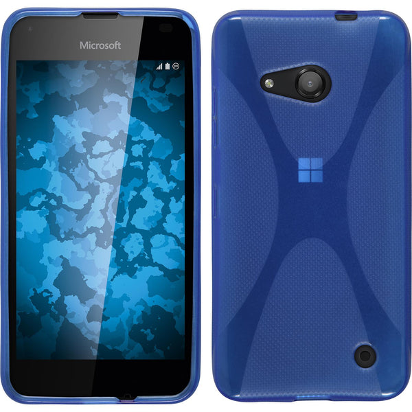 PhoneNatic Case kompatibel mit Microsoft Lumia 550 - blau Silikon Hülle X-Style + 2 Schutzfolien