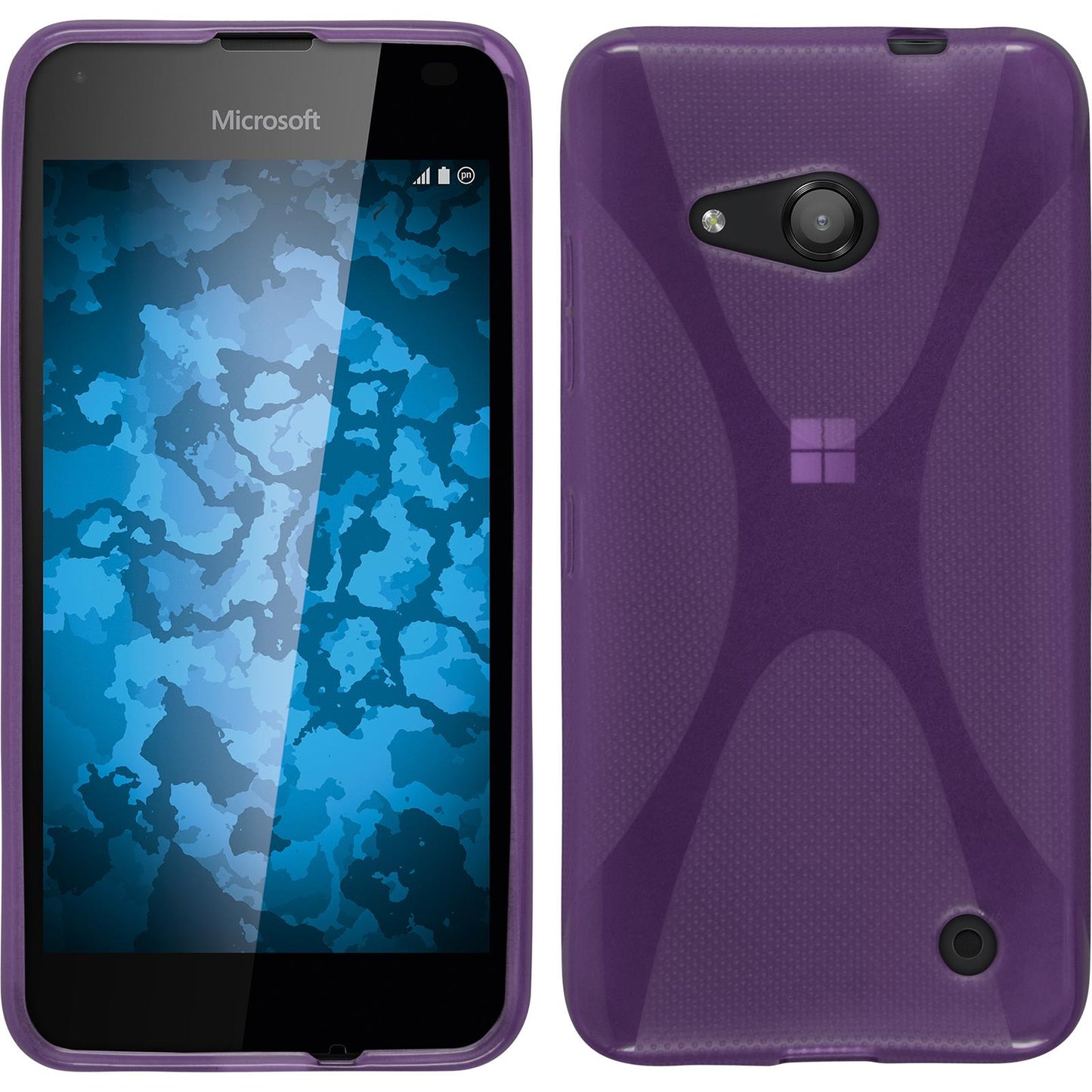 PhoneNatic Case kompatibel mit Microsoft Lumia 550 - lila Silikon Hülle X-Style + 2 Schutzfolien