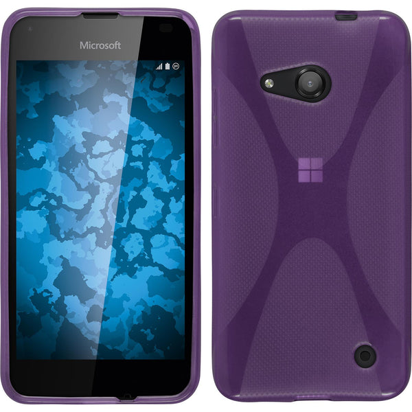 PhoneNatic Case kompatibel mit Microsoft Lumia 550 - lila Silikon Hülle X-Style + 2 Schutzfolien