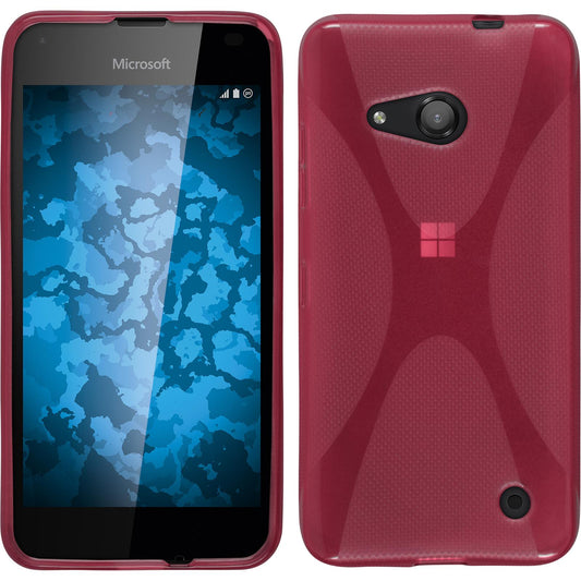 PhoneNatic Case kompatibel mit Microsoft Lumia 550 - pink Silikon Hülle X-Style + 2 Schutzfolien