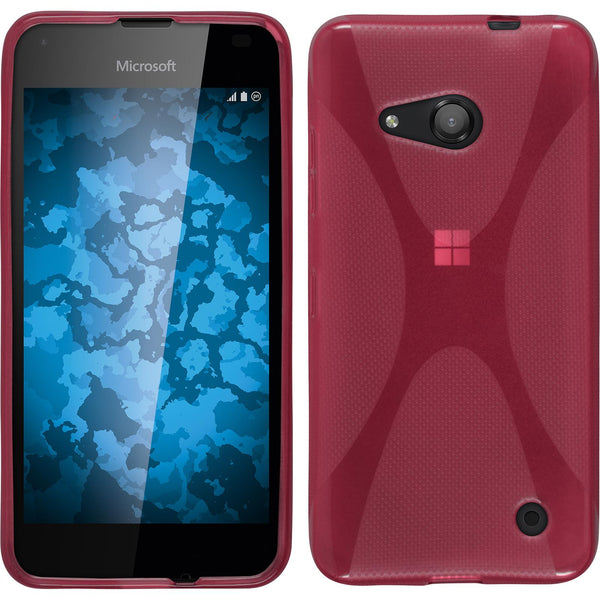 PhoneNatic Case kompatibel mit Microsoft Lumia 550 - pink Silikon Hülle X-Style + 2 Schutzfolien