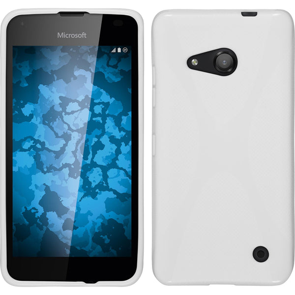PhoneNatic Case kompatibel mit Microsoft Lumia 550 - weiﬂ Silikon Hülle X-Style + 2 Schutzfolien