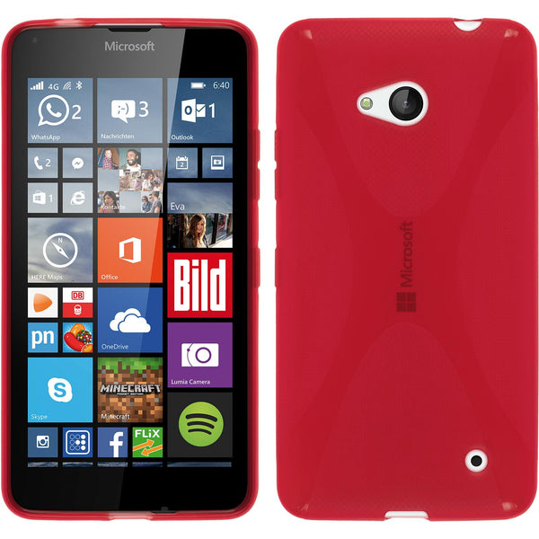 PhoneNatic Case kompatibel mit Microsoft Lumia 640 - rot Silikon Hülle X-Style + 2 Schutzfolien