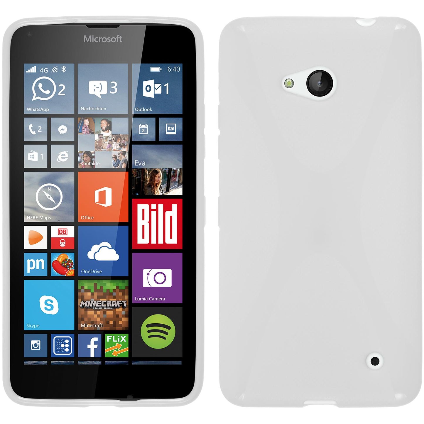 PhoneNatic Case kompatibel mit Microsoft Lumia 640 - weiß Silikon Hülle X-Style + 2 Schutzfolien