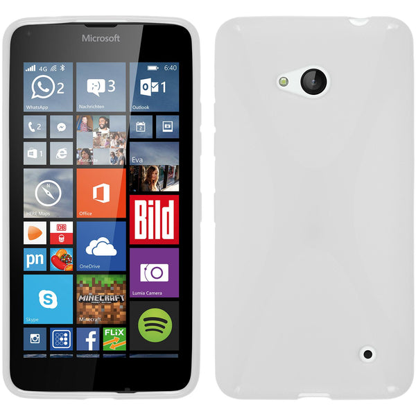 PhoneNatic Case kompatibel mit Microsoft Lumia 640 - weiﬂ Silikon Hülle X-Style + 2 Schutzfolien