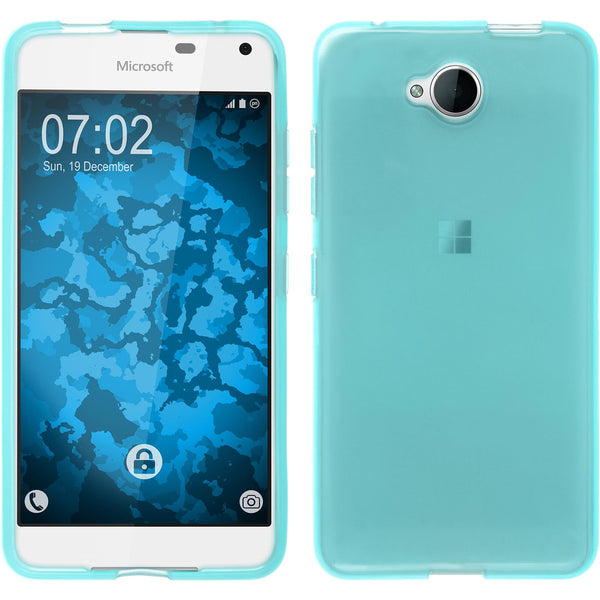 PhoneNatic Case kompatibel mit Microsoft Lumia 650 - türkis Silikon Hülle transparent + 2 Schutzfolien