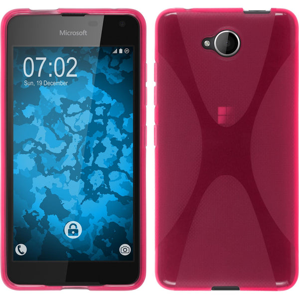 PhoneNatic Case kompatibel mit Microsoft Lumia 650 - pink Silikon Hülle X-Style + 2 Schutzfolien
