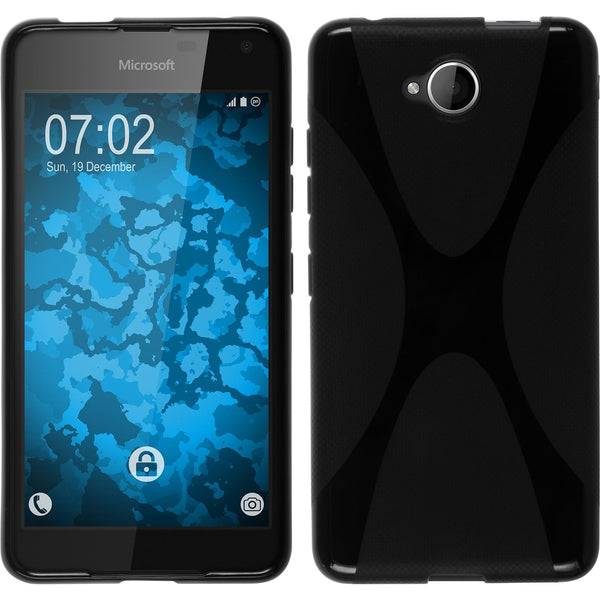 PhoneNatic Case kompatibel mit Microsoft Lumia 650 - schwarz Silikon Hülle X-Style + 2 Schutzfolien