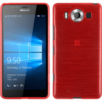 PhoneNatic Case kompatibel mit Microsoft Lumia 950 - rot Silikon Hülle brushed + 2 Schutzfolien
